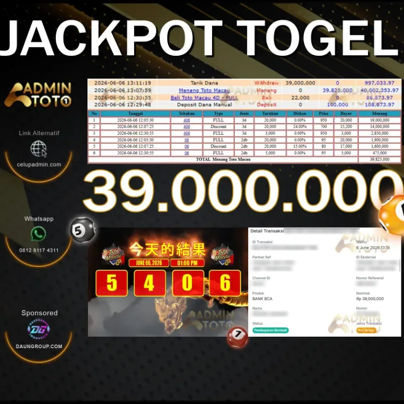 JACKPOT TOGEL TOTO MACAU